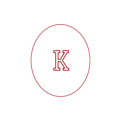 a red letter k in a circle on a black background at The Kensington Apartments